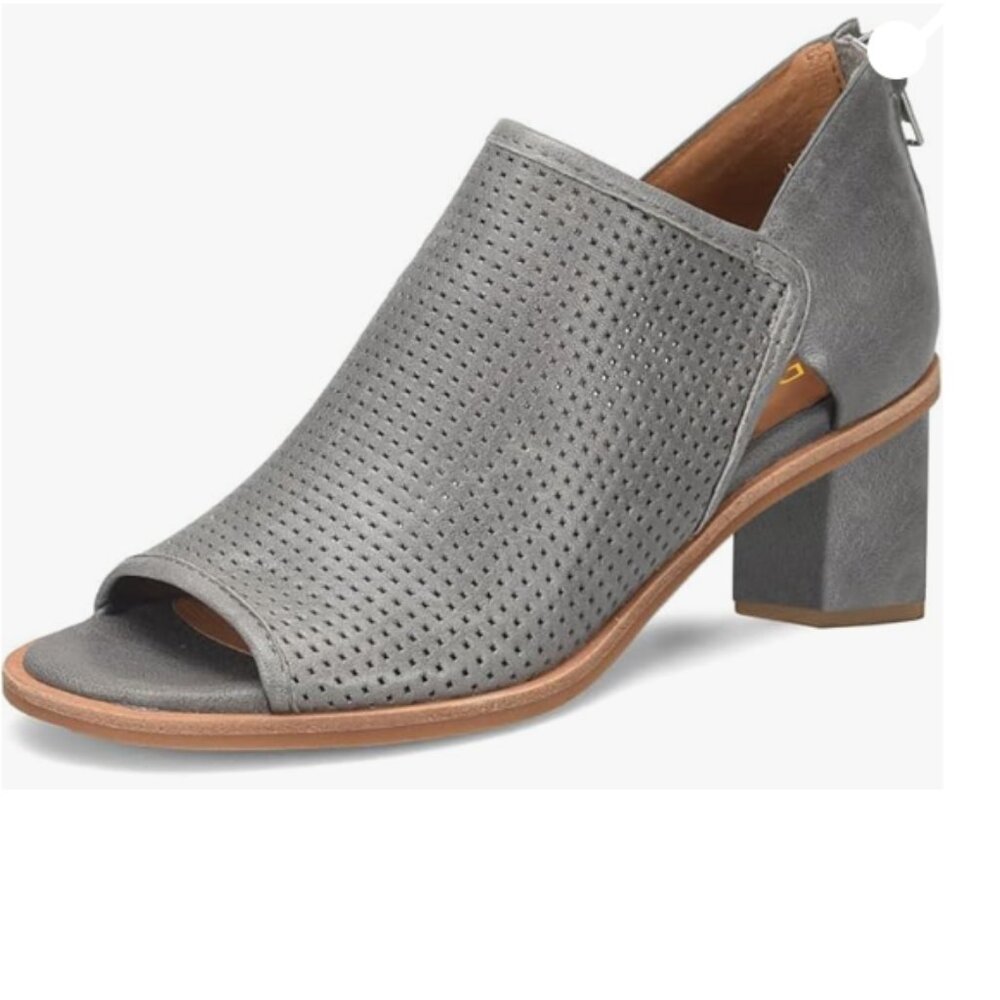 YDN Dark Grey Peep Toe Low Chunky Heels Back Zipper Sandal Ankle Boots Shoes
